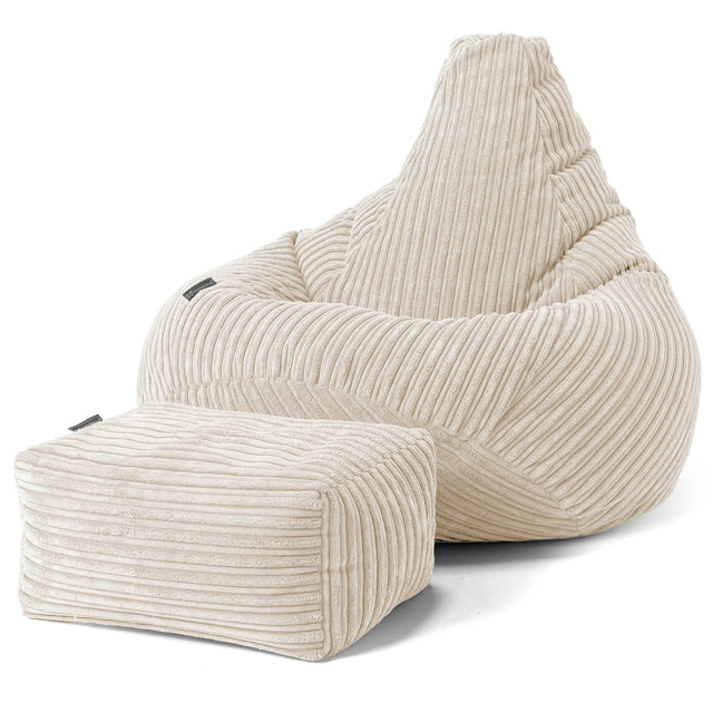 Highback Bean Bag Chair - Cord Cream 01