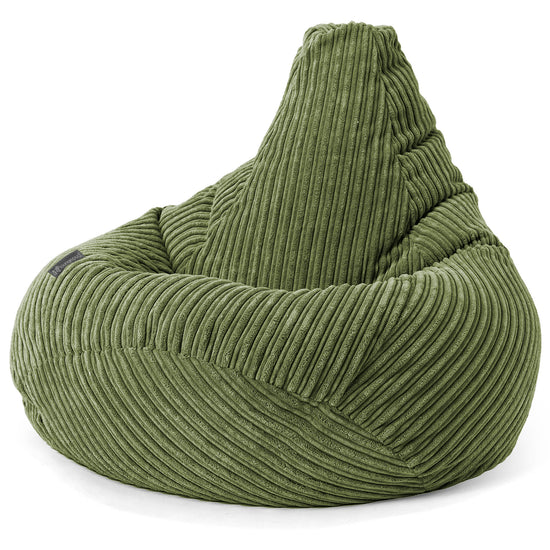 Highback Bean Bag Chair - Cord Forest Green 02