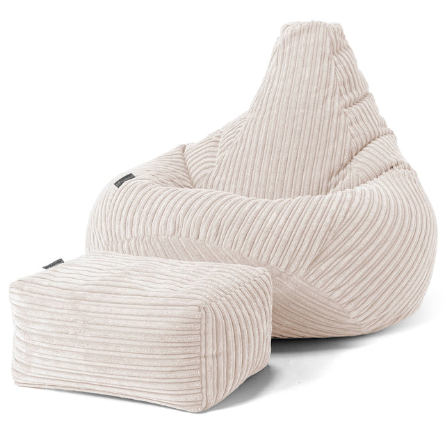 Highback Bean Bag Chair - Cord Ivory 01