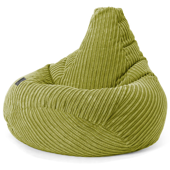 Highback Bean Bag Chair - Cord Lime Green 02