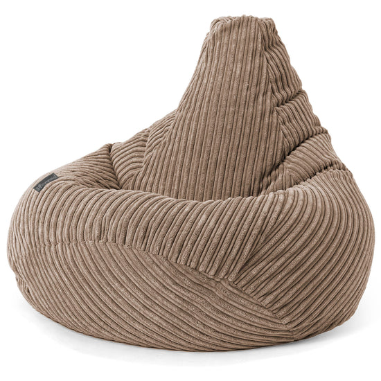 Highback Bean Bag Chair - Cord Mocha Brown 02