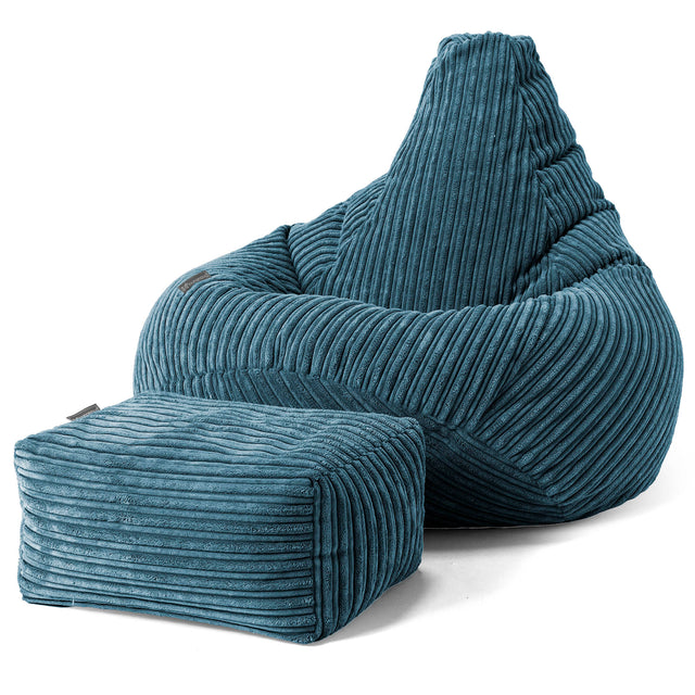 Highback Bean Bag Chair - Cord Navy Blue 01