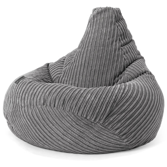Highback Bean Bag Chair - Cord Steel Grey 02