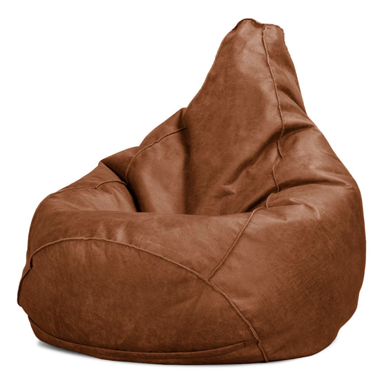 Highback Bean Bag Chair - Distressed Leather British Tan 01