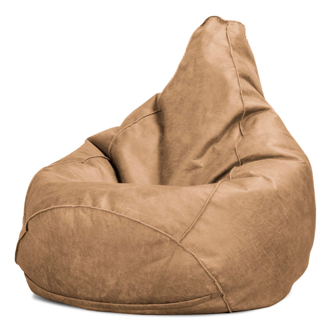 Highback Bean Bag Chair - Distressed Leather Honey Brown 01