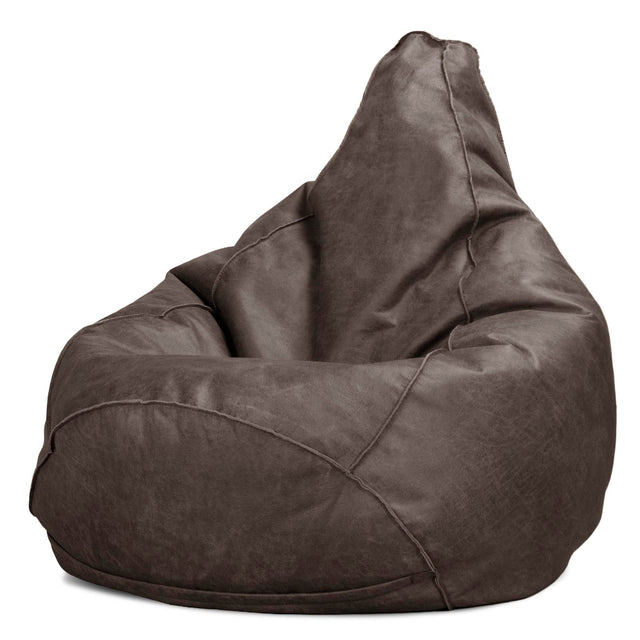 Highback Bean Bag Chair - Distressed Leather Natural Slate 01