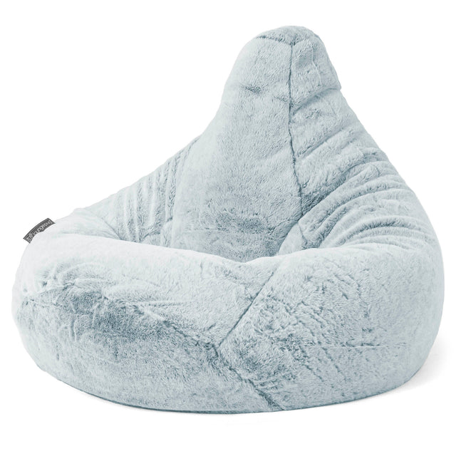 Highback Bean Bag Chair - Faux Rabbit Fur Dusty Blue 04
