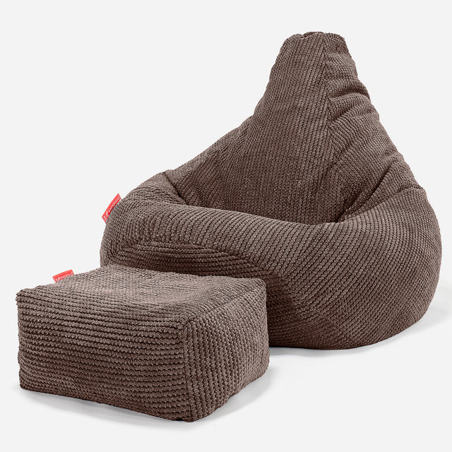 Highback Bean Bag Chair - Pom Pom Chocolate Brown 01