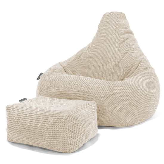 Highback Bean Bag Chair - Pom Pom Ivory 01