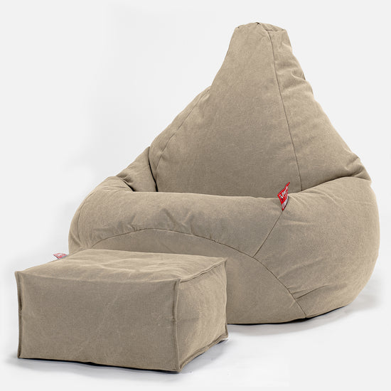 Highback Bean Bag Chair - Canvas Earth 01