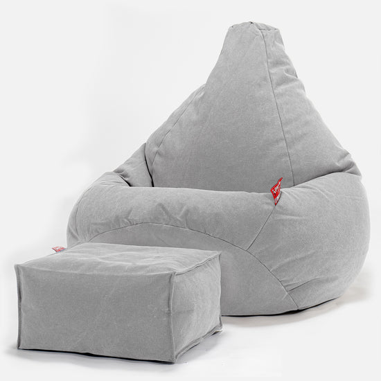 Highback Bean Bag Chair - Canvas Pewter 01