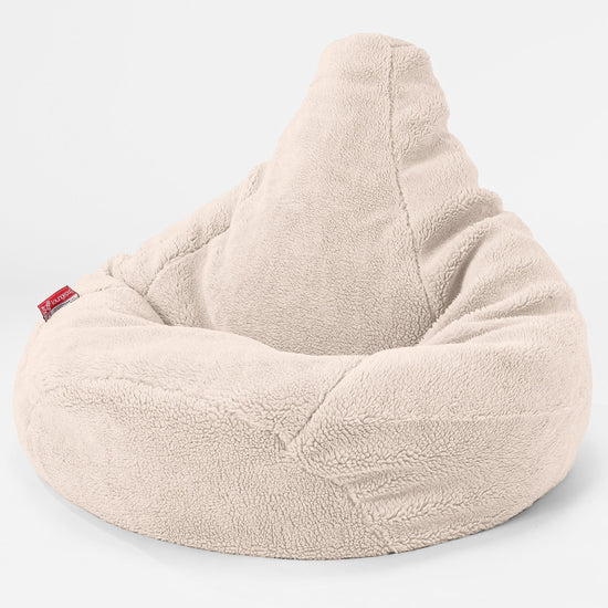 Highback Bean Bag Chair - Teddy Faux Fur Cream 01