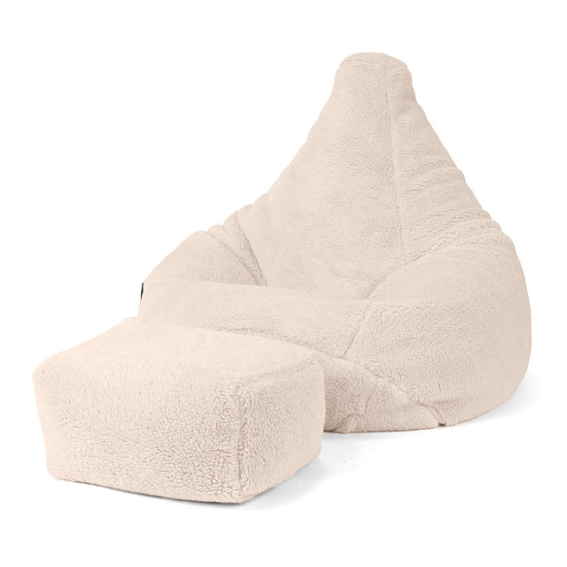 Highback Bean Bag Chair - Teddy Faux Fur Cream 04