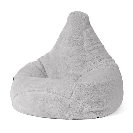 Highback Bean Bag Chair - Teddy Faux Fur Medium Grey 01