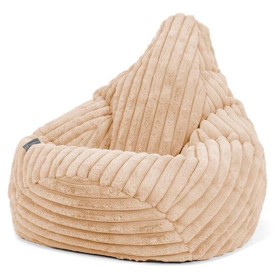 Highback Bean Bag Chair - Ultra Plush Cord Peach 02