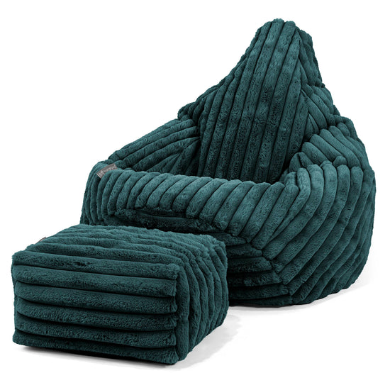 Highback Bean Bag Chair - Ultra Plush Cord Teal 01