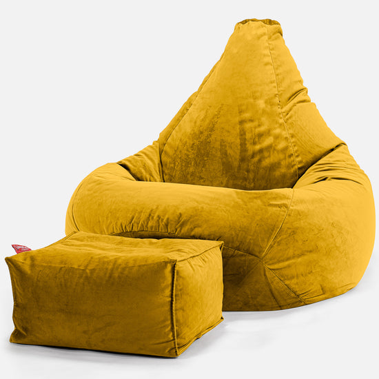 Highback Bean Bag Chair - Velvet Gold 01