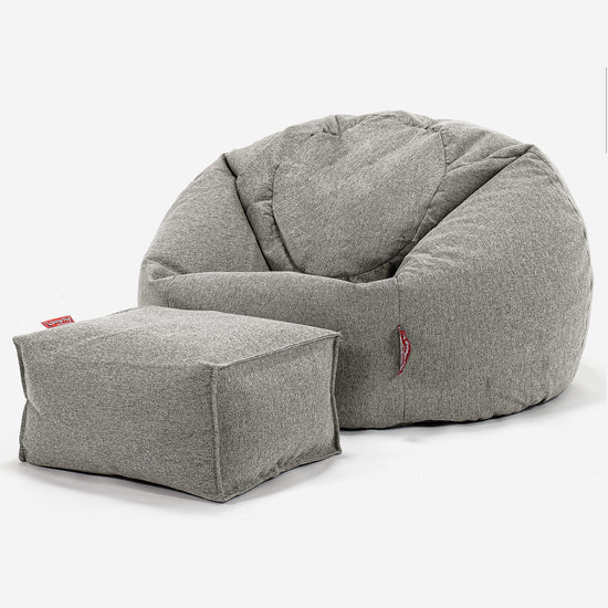 Classic Bean Bag Chair - Interalli Wool Silver 02
