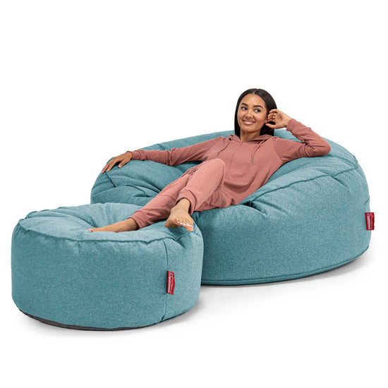 Mega Mammoth Bean Bag Sofa - Interalli Wool Aqua 02