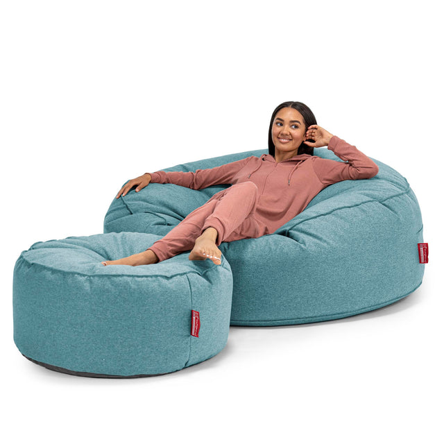 Mega Mammoth Bean Bag Sofa - Interalli Wool Aqua 02