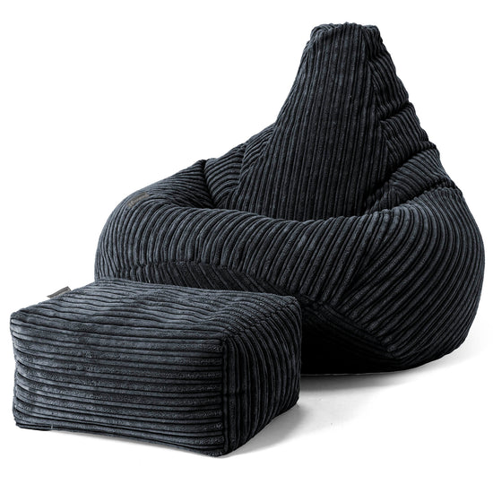 Children's Gaming Bean Bag Chair 6-14 yr - Cord Black 02