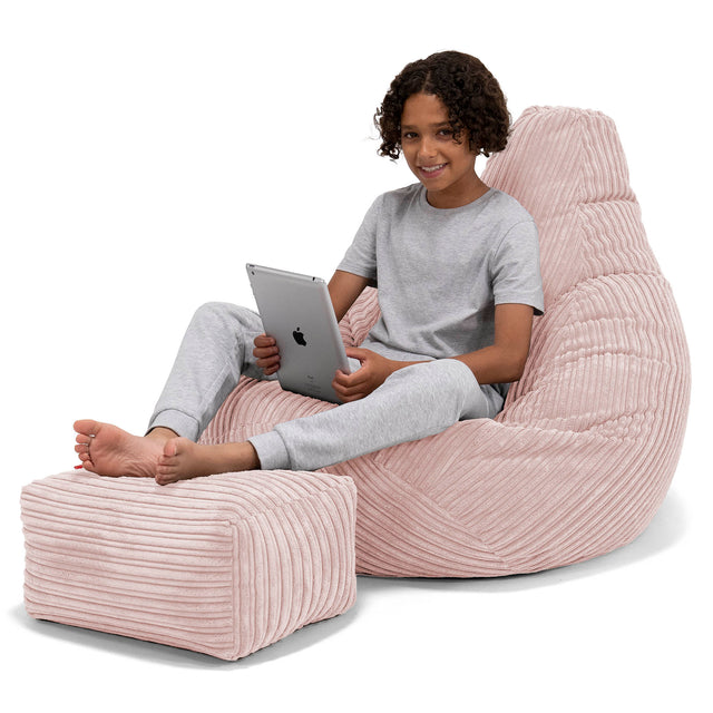 Children's Gaming Bean Bag Chair 6-14 yr - Cord Blush Pink 01