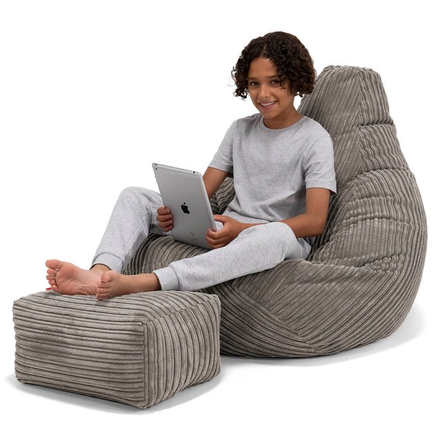 Children's Gaming Bean Bag Chair 6-14 yr - Cord Graphite Grey 01