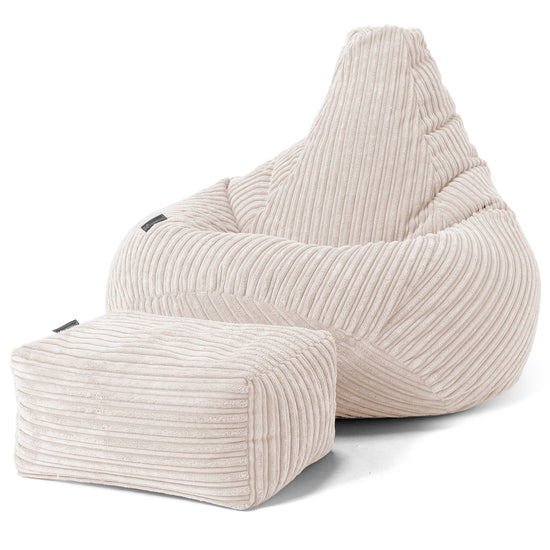 Children's Gaming Bean Bag Chair 6-14 yr - Cord Ivory 02