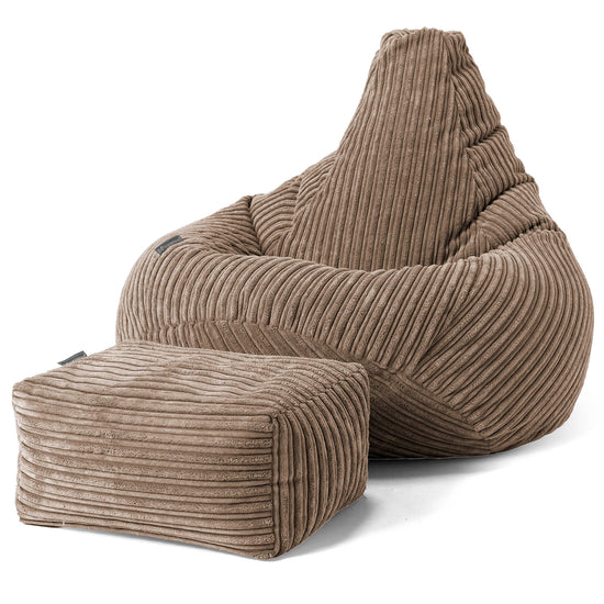 Children's Gaming Bean Bag Chair 6-14 yr - Cord Mocha Brown 02