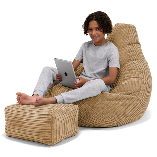 Children's Gaming Bean Bag Chair 6-14 yr - Cord Sand 01