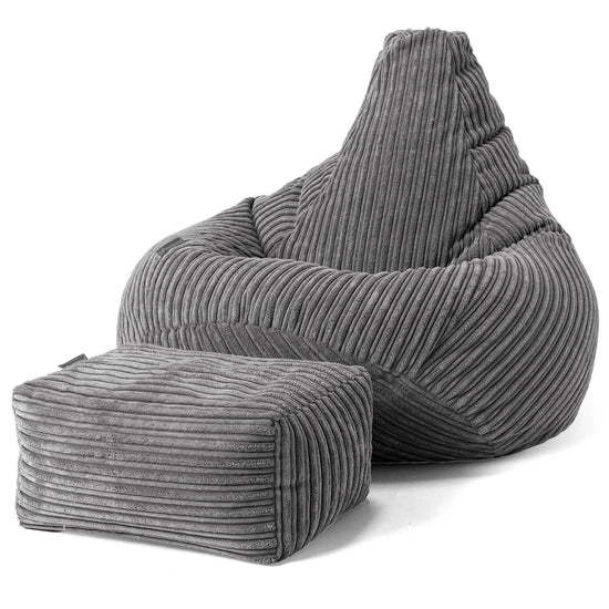 Children's Gaming Bean Bag Chair 6-14 yr - Cord Steel Grey 02