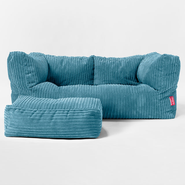 Kids' Giant Albert Sofa 2 Seater 2-14 yr - Cord Aegean Blue 02