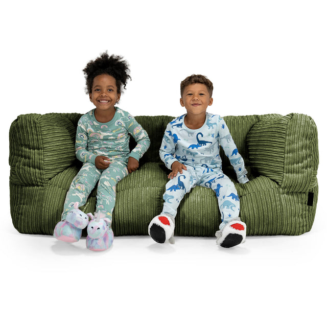 Kids' Giant Albert Sofa 2 Seater 2-14 yr - Cord Forest Green 01