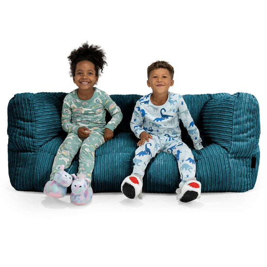 Kids' Giant Albert Sofa 2 Seater 2-14 yr - Cord Teal Blue 01
