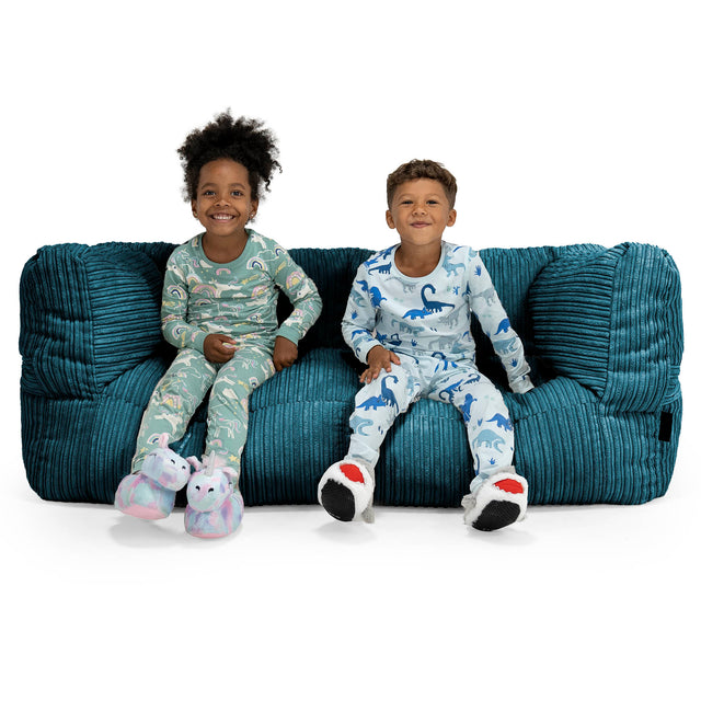 Kids' Giant Albert Sofa 2 Seater 2-14 yr - Cord Teal Blue 01