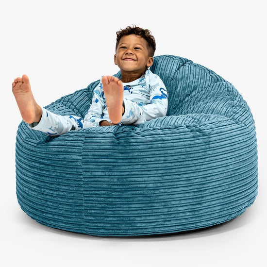 Kids' Giant Snuggle Bean Bag 3-8 yr - Cord Aegean Blue 01