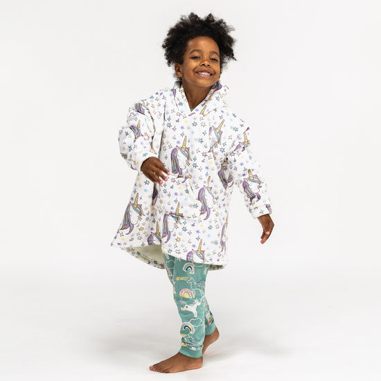 Kid's Oversized Hoodie Blanket Sweatshirt - Minky Unicorn 02
