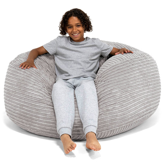 Ultra Comfy Kids' Super Sized Bean Bag 6-14 yr - Cord Aluminium Silver 01