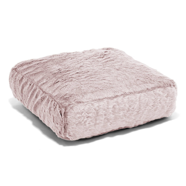 Large Floor Cushion - Faux Rabbit Fur Dusty Pink 01