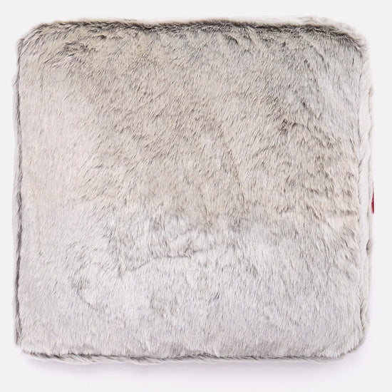Large Floor Cushion - Faux Rabbit Fur Light Grey 03