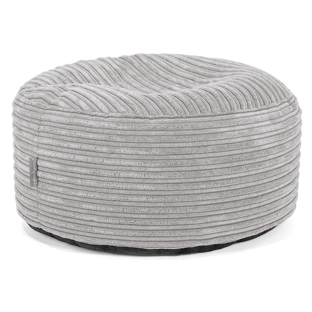 Large Round Footstool - Cord Aluminium Silver 01