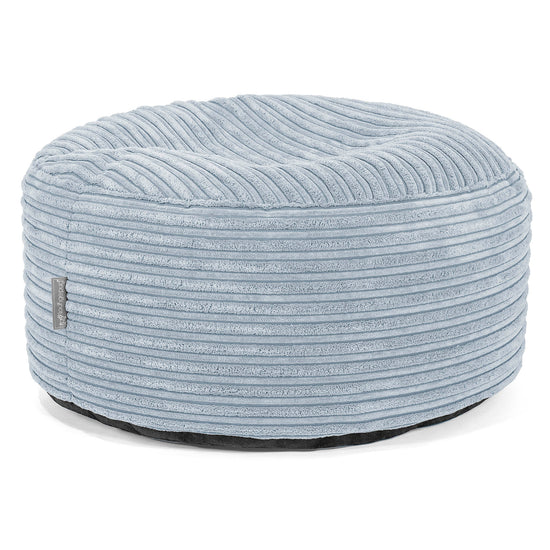 Large Round Footstool - Cord Baby Blue 01