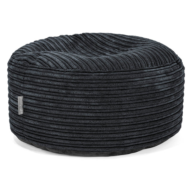 Large Round Footstool - Cord Black 01