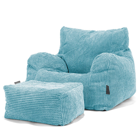 Bean Bag Armchair - Pom Pom Aegean Blue 02