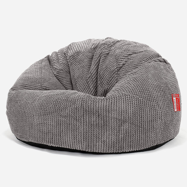 CloudSac Kids' Memory Foam Giant Children's Bean Bag 2-12 yr - Pom Pom Charcoal Grey 01