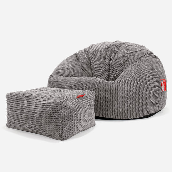 Classic Bean Bag Chair - Pom Pom Charcoal Grey 02