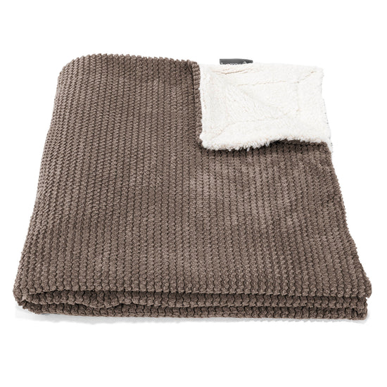 Sherpa Throw / Blanket - Pom Pom Chocolate Brown 01