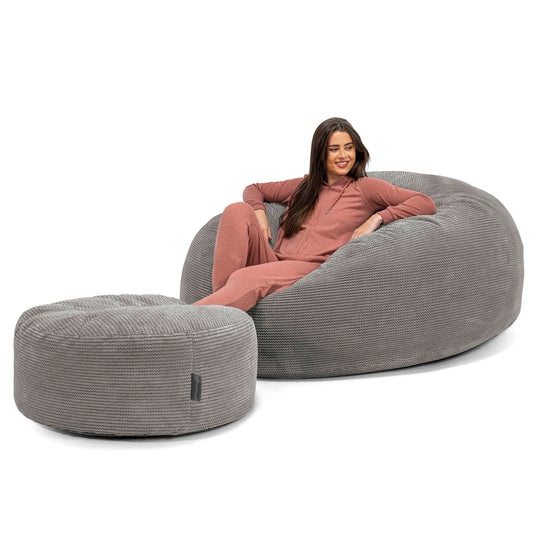 Mega Mammoth Bean Bag Sofa - Pom Pom Charcoal Grey 02