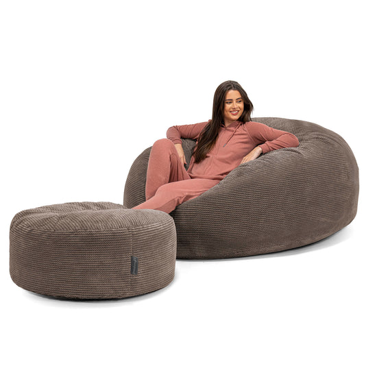 Mega Mammoth Bean Bag Sofa - Pom Pom Chocolate Brown 02