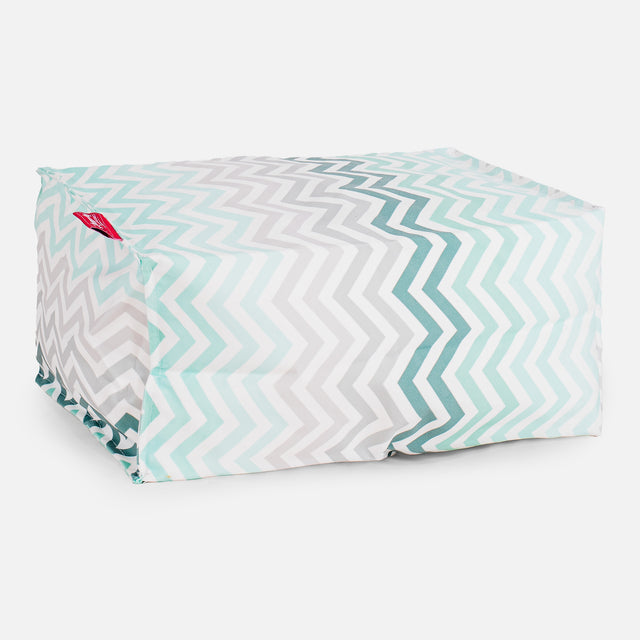 Small Footstool - Geo Print Chevron Teal 01